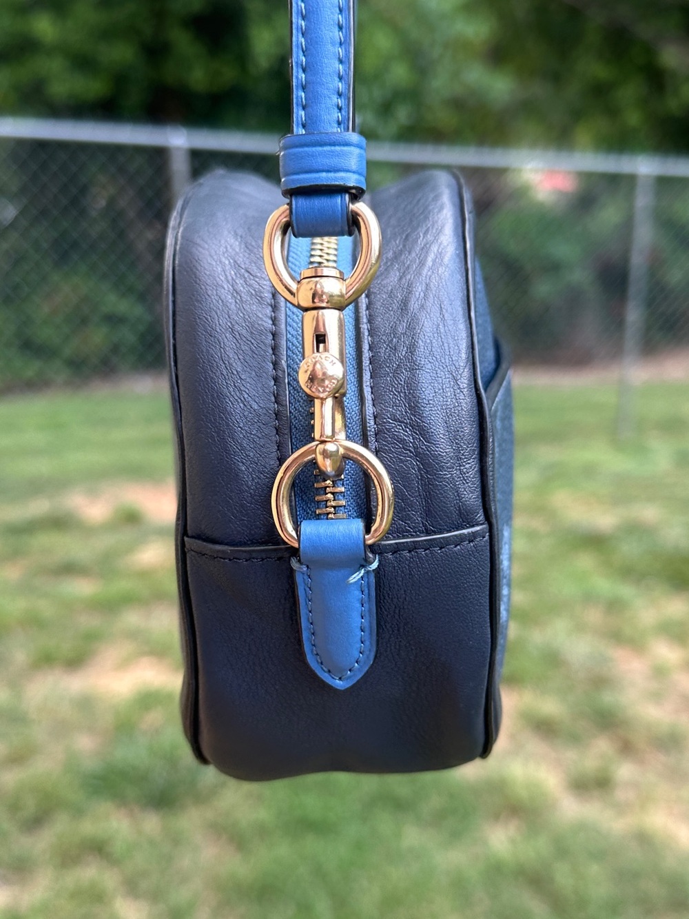 Coach Horse & Carriage Print Oval Camera Crossbody Bag Blue C4057 2021 - Picture 3 of 15